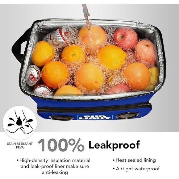 Bud Light Cooler With Built in Bluetooth Speakers Leakproof 24 Can Capacity - Picture 2 of 14